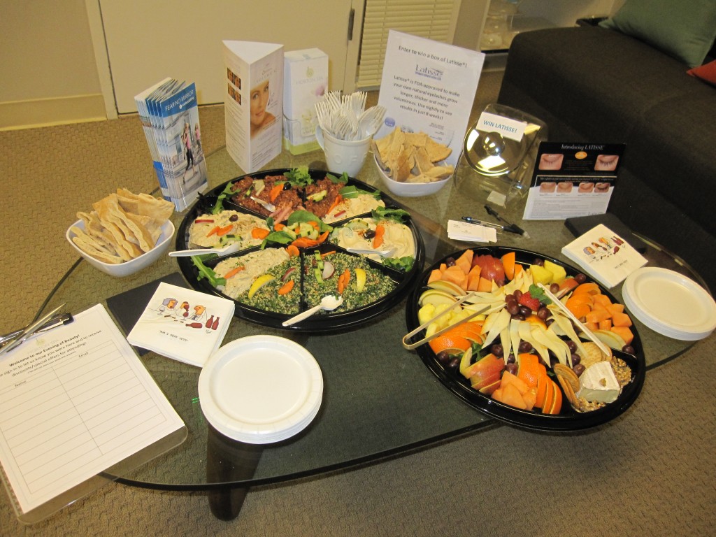 Munchies from La Med at our Evening of Beauty at Horton SPA